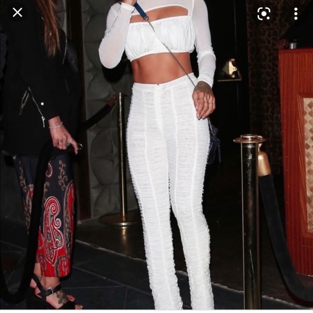 Elegant White Ruched Jumpsuit